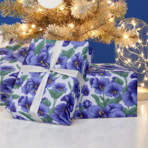 Blauwe Viooltjes Bloemen Cadeaupapier