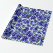 Blauwe Viooltjes Bloemen Cadeaupapier (Uitgerold)