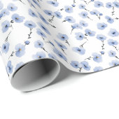 Blauwe viooltjes op wit cadeaupapier (Rol Hoek)