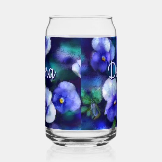 Blauwe Viooltjes Viooltje Bloem Persoonlijk Gesche Blikvorm Glas (Rechts)