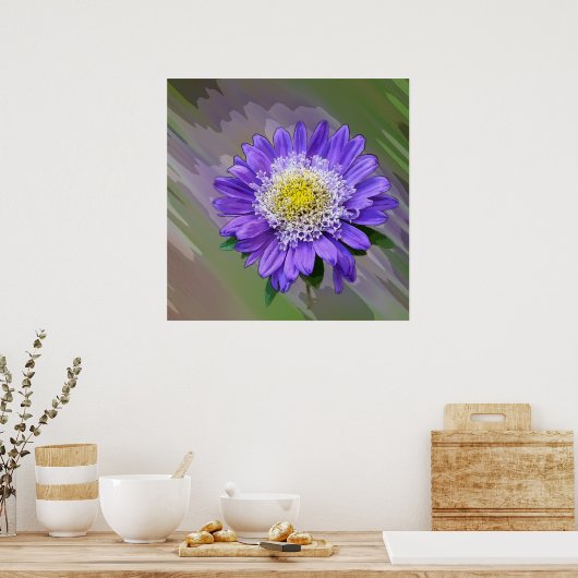 blauwe viooltjesbloem poster (Keuken)