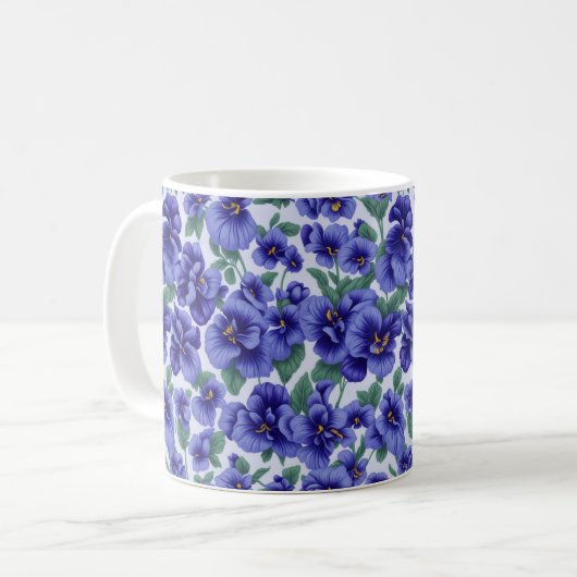 Blauwe viooltjesbloemen koffiemok (Voorkant links)