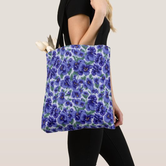 Blauwe viooltjesbloemen tote bag (Dichtbij)