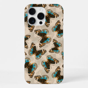 Blauwe viooltjesvlinder patroon op wit iPhone 16 pro max hoesje