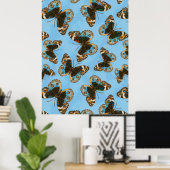 Blauwe viooltjesvlinder patroon poster (Thuiskantoor)