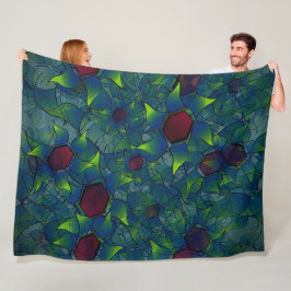 Blauwe virtuele bladen met notities, bladeren en r fleece deken