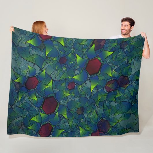 Blauwe virtuele bladen met notities, bladeren en r fleece deken (In situ)