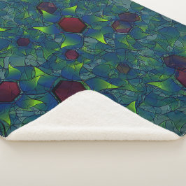 Blauwe virtuele bladen met notities, bladeren en r sherpa deken