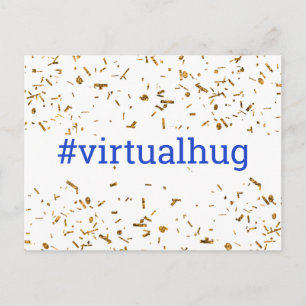 Blauwe Virtuele Knuffel Hashtag Gouden Nepconfetti Briefkaart