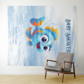 Blauwe vis Achtergrond Wandkleed (In Situ (horizontaal))