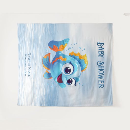 Blauwe vis Achtergrond Wandkleed (Voorkant (horizontaal))