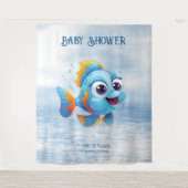 Blauwe vis Achtergrond Wandkleed (Voorkant)