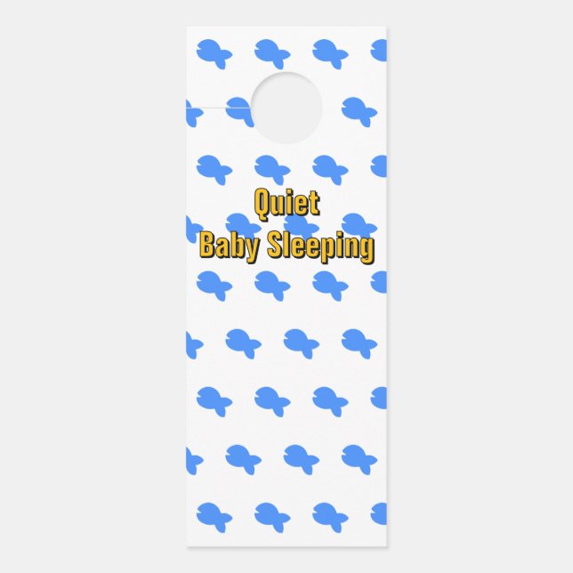 Blauwe Vis Baby Slaapt Deurhanger (Voorkant)