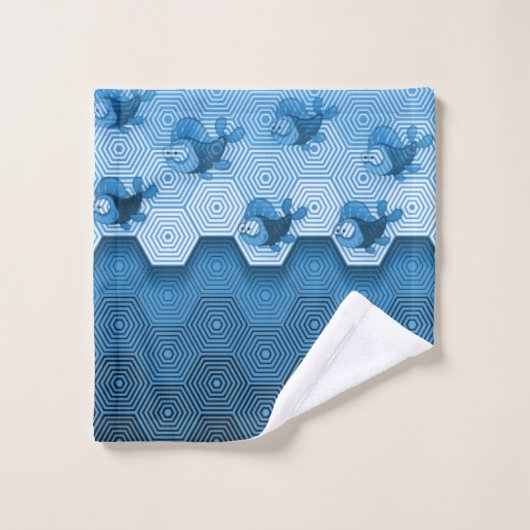 Blauwe vis bad handdoek (Wasdoekje)