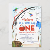 Blauwe Vis Boot Ofishally Een 1e Verjaardag Kaart (Voorkant)