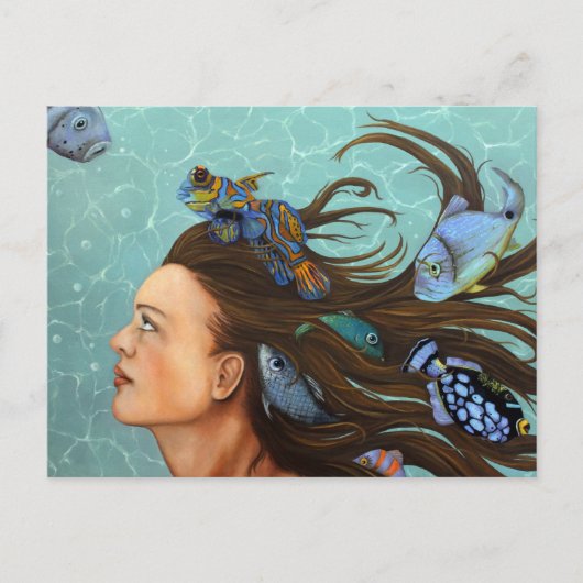 Blauwe vis briefkaart (Voorkant)