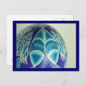 Blauwe vis Briefkaart Pysanka (Voorkant / Achterkant)