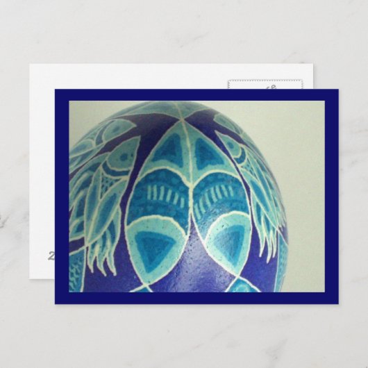 Blauwe vis Briefkaart Pysanka (Voorkant / Achterkant)