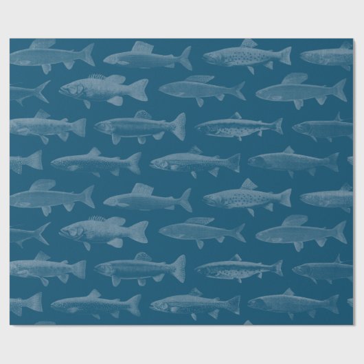 Blauwe vis cadeaupapier (Vlak)