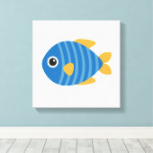 Blauwe vis canvas afdruk (Insitu (Houten vloer))
