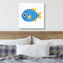 Blauwe vis canvas afdruk