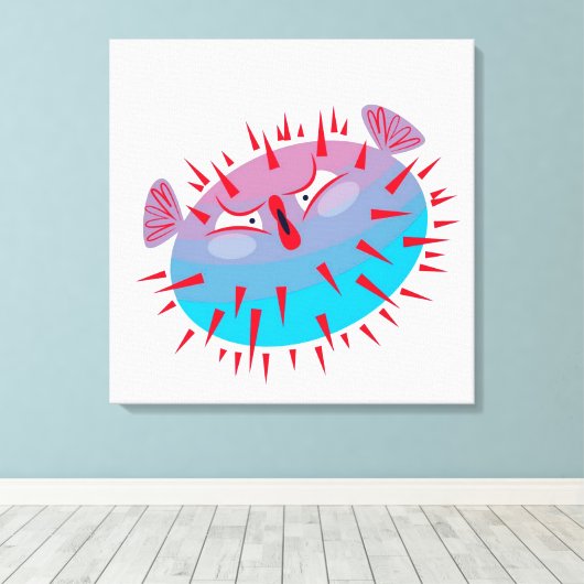 Blauwe vis canvas afdruk (Insitu (Houten vloer))