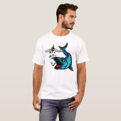Blauwe vis en aas t-shirt (Voorkant volledig)