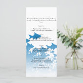 Blauwe vis en koraal bruiloft Menu (Staand voorkant)