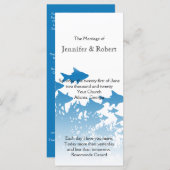 Blauwe vis en koraal bruiloft programma programmakaart (Voorkant / Achterkant)
