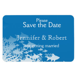 Blauwe vis en koraal bruiloft Save the Date Magneet