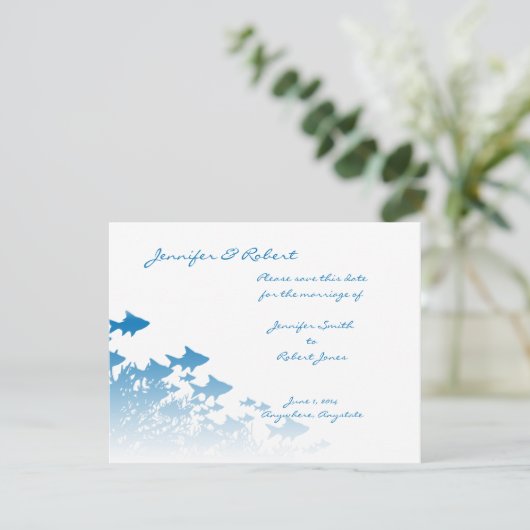 Blauwe Vis en Koraal sparen de Datum Kaart (Staand voorkant)