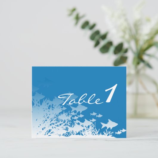 Blauwe Vis en Koraal Tafelnummer (Staand voorkant)