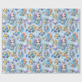 Blauwe vis en zeemeermin inpakpapier (Vlak)