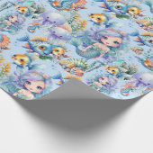 Blauwe vis en zeemeermin inpakpapier (Hoek)