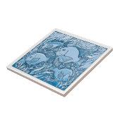 Blauwe vis en zeewier, Blauw Nederlands Delfts uit Tegeltje (Zijkant)