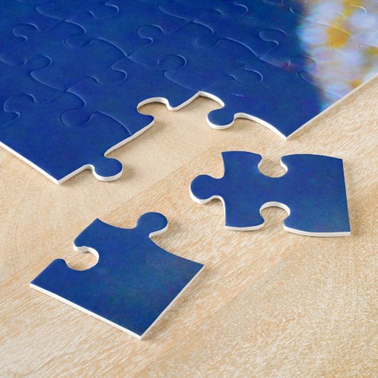 Blauwe vis, gele vinnen en geborsteld legpuzzel (Zijkant)