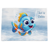 Blauwe vis geschenkzak groot cadeauzakje (Voorkant)