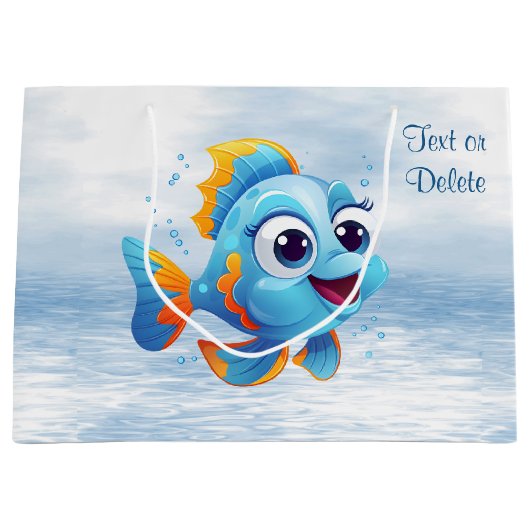 Blauwe vis geschenkzak groot cadeauzakje (Voorkant)