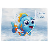 Blauwe vis geschenkzak groot cadeauzakje (Achterkant)