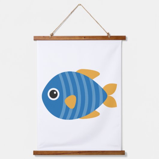 Blauwe vis hangend wandkleed (Voorkant)