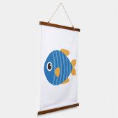 Blauwe vis hangend wandkleed (Gebogen)