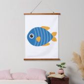 Blauwe vis hangend wandkleed (Slaapkamer)