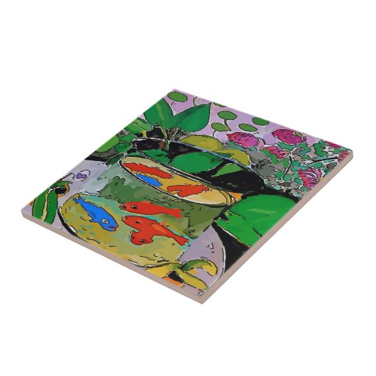 Blauwe vis in de kom tegeltje (Zijkant)