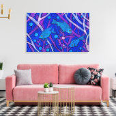 Blauwe vis in zeewier, onderwater kunstpapieren vl canvas afdruk (Insitu (Woonkamer))
