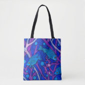 Blauwe vis in zeewier, onderwaterkunstpapier, coll tote bag (Voorkant)