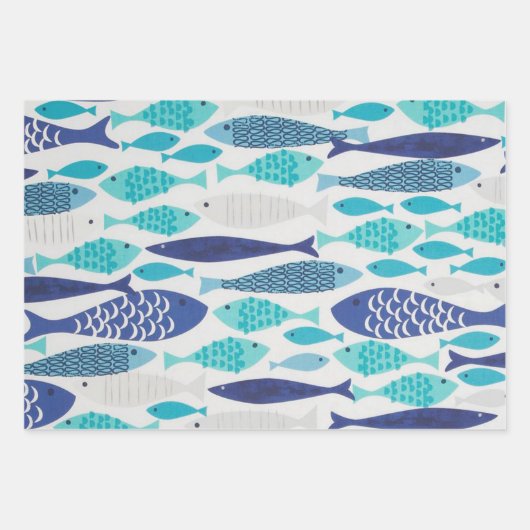 Blauwe vis inpakpapier vel (Voorkant)