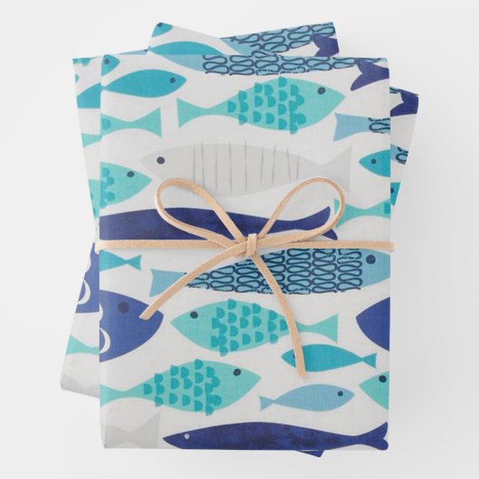 Blauwe vis inpakpapier vel (In situ)