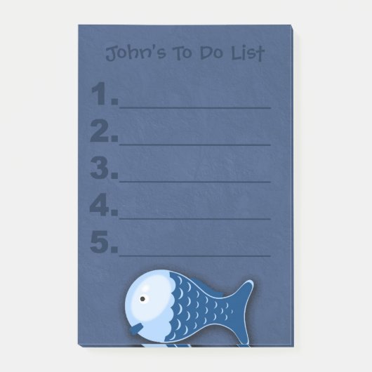 Blauwe Vis Kind Taaklijst Post It Notities Post-it® Notes (Voorkant)
