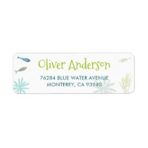 Blauwe vis leuk retour adres label 2