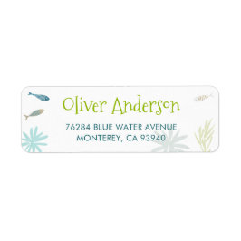 Blauwe vis leuk retour adres label 2